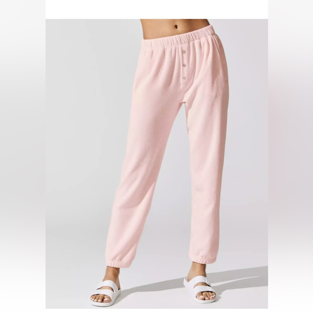 Donni. NIP LUXE Terry Henley Sweatpants -Large -Peony Pink